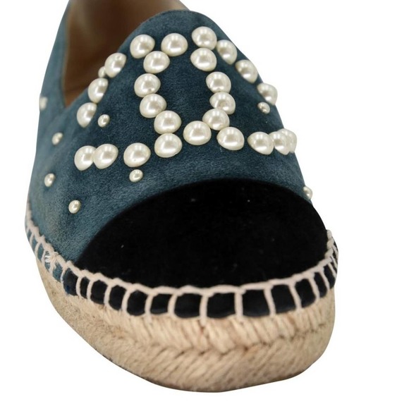 Chanel Espadrille 35 Suede and Pearl Cc Flats CC-S0207P-C019 - Picture 8 of 11